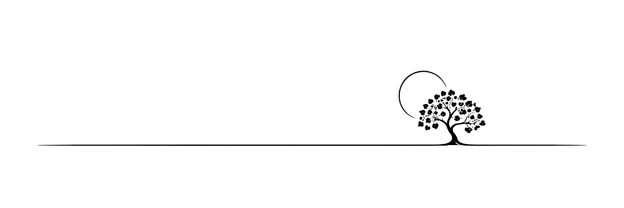 A delicate line drawing of an old linden and crescent at the right of a horizon line that runs the width of the page, echoing the header banner.